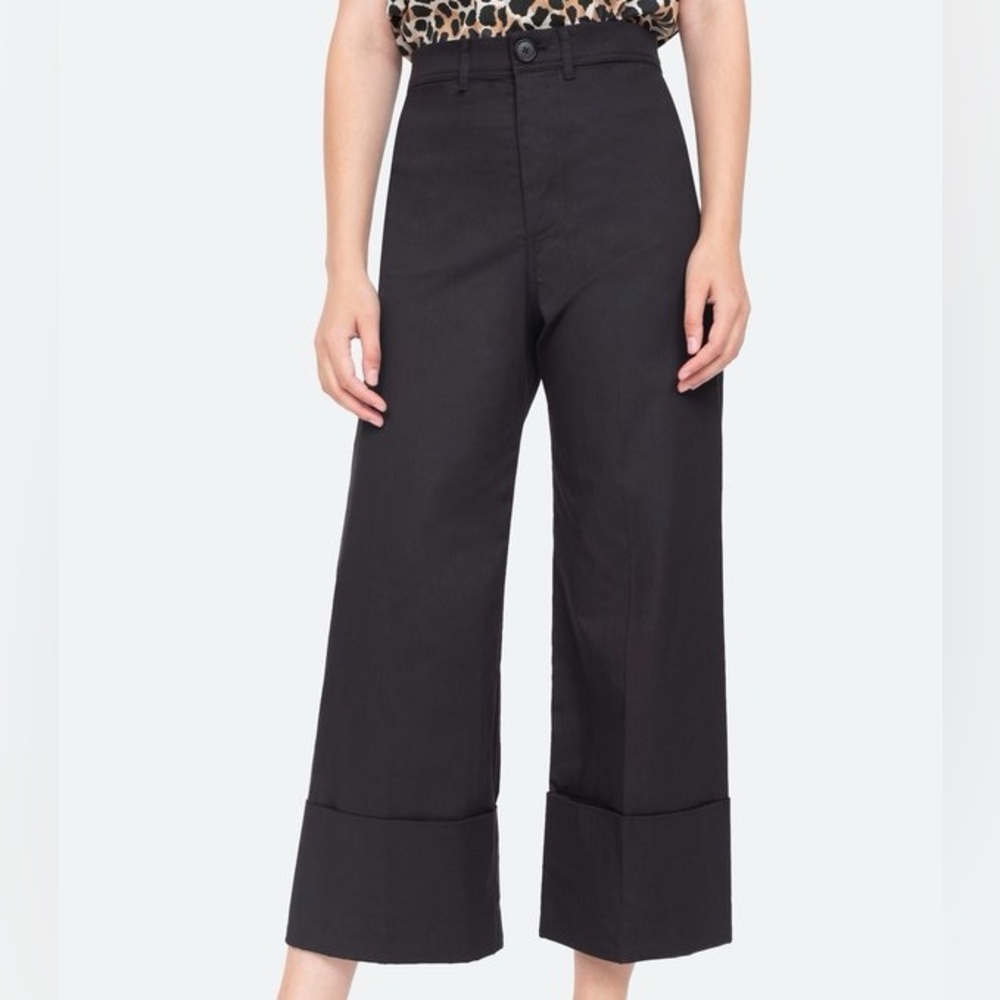 SEA NYC Black Wide-Leg Culotte Pants